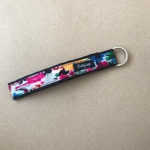 Thirty-One Wristlet Key Fob in pink and black